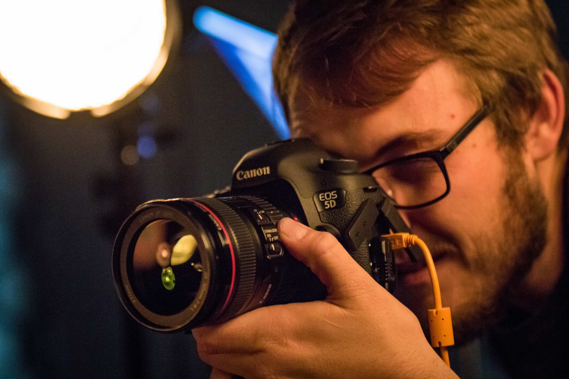 Kyle tethered to a Canon 5D under studio lighting