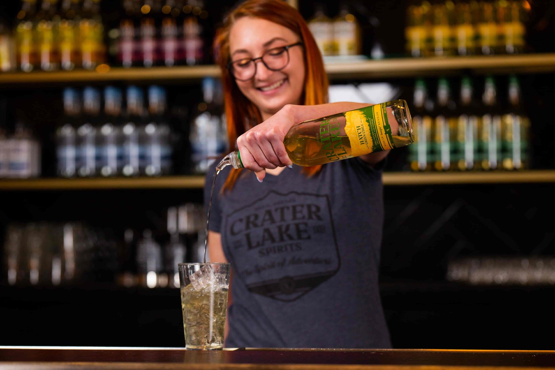 Commercial photography Bend bartender Crater Lake Spirits