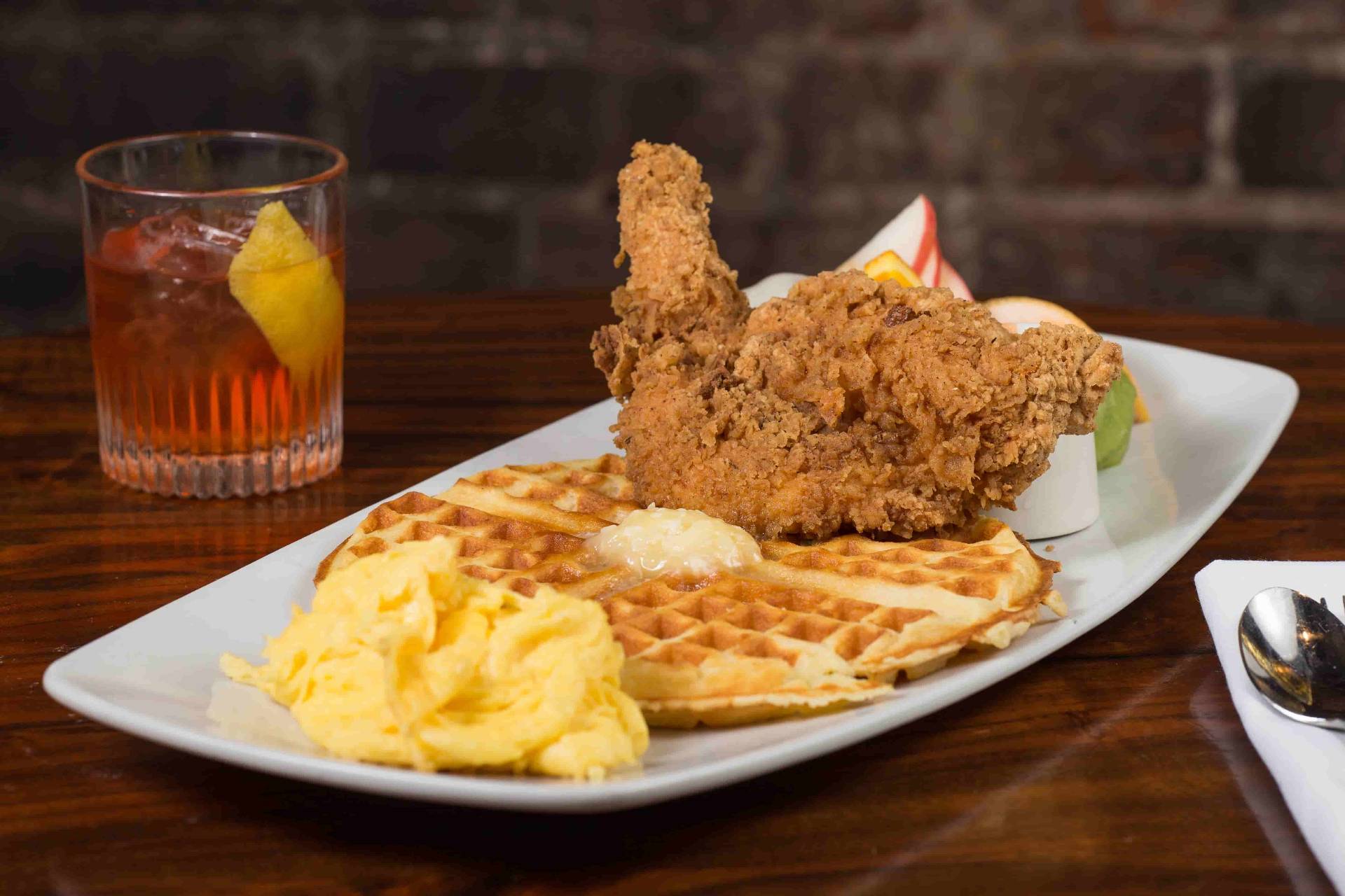 Menu photography Bend Oregon chicken and waffles
